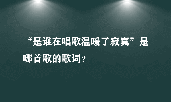 “是谁在唱歌温暖了寂寞”是哪首歌的歌词？