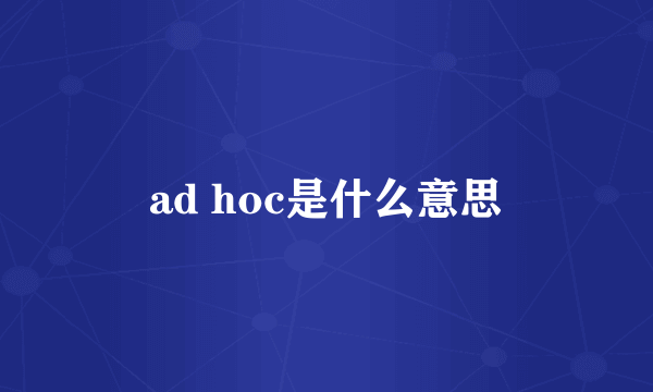 ad hoc是什么意思