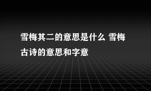 雪梅其二的意思是什么 雪梅古诗的意思和字意