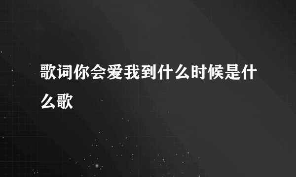 歌词你会爱我到什么时候是什么歌