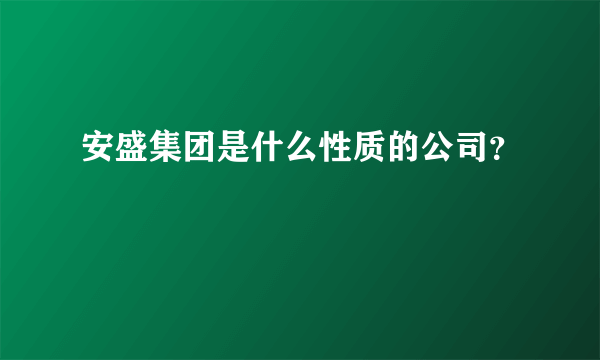 安盛集团是什么性质的公司？