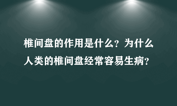 椎间盘的作用是什么？为什么人类的椎间盘经常容易生病？