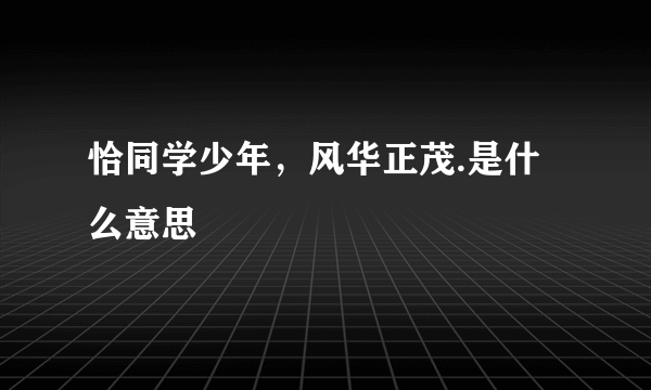 恰同学少年，风华正茂.是什么意思