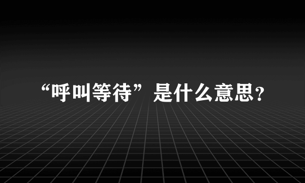 “呼叫等待”是什么意思？