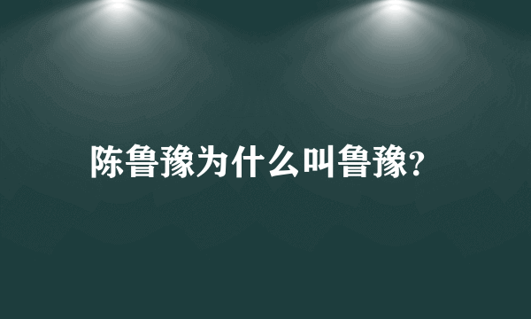 陈鲁豫为什么叫鲁豫？