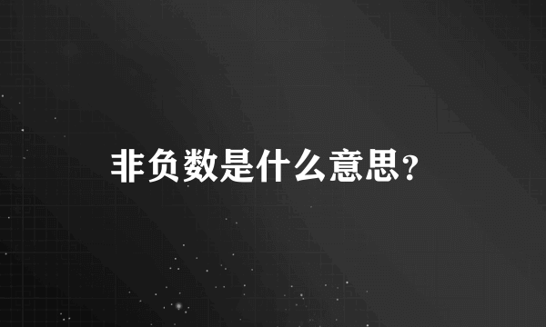 非负数是什么意思？