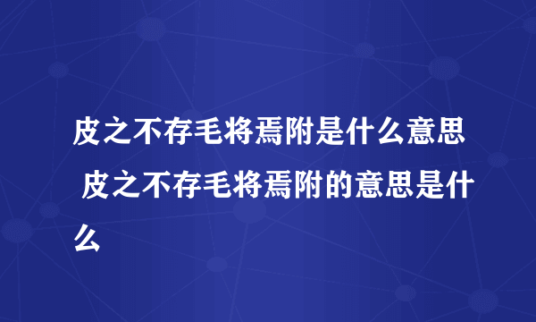 皮之不存毛将焉附是什么意思 皮之不存毛将焉附的意思是什么