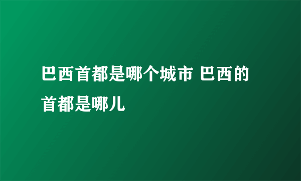 巴西首都是哪个城市 巴西的首都是哪儿