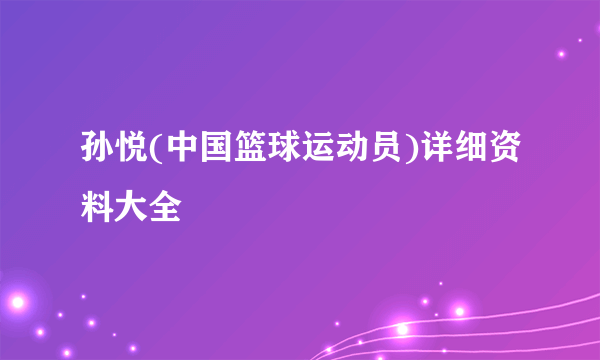 孙悦(中国篮球运动员)详细资料大全