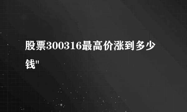 股票300316最高价涨到多少钱