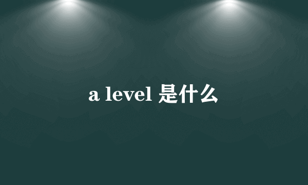 a level 是什么