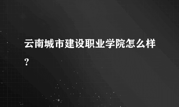 云南城市建设职业学院怎么样？