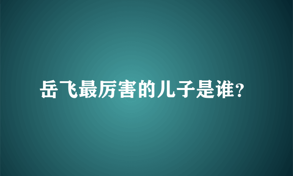 岳飞最厉害的儿子是谁？