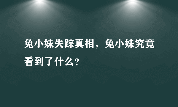 兔小妹失踪真相，兔小妹究竟看到了什么？