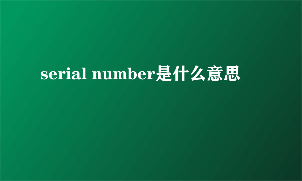 serial number是什么意思