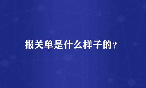 报关单是什么样子的？