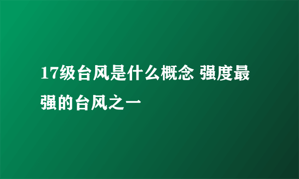 17级台风是什么概念 强度最强的台风之一