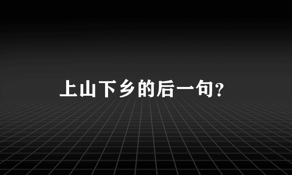 上山下乡的后一句？