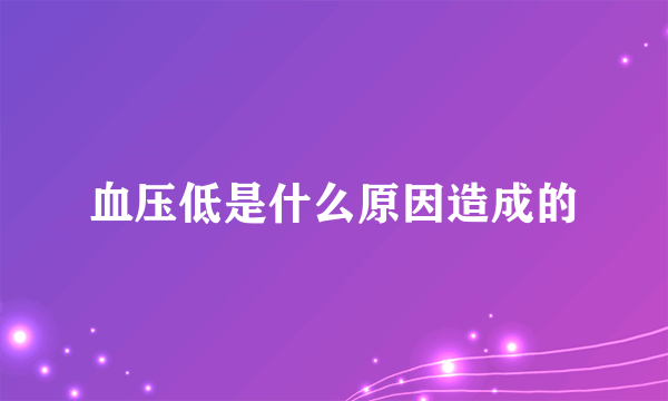 血压低是什么原因造成的