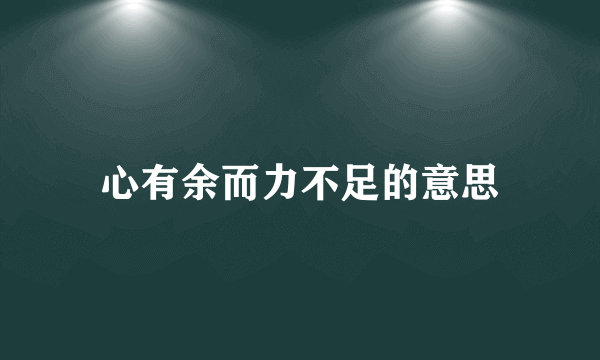 心有余而力不足的意思