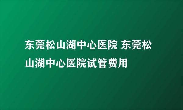 东莞松山湖中心医院 东莞松山湖中心医院试管费用