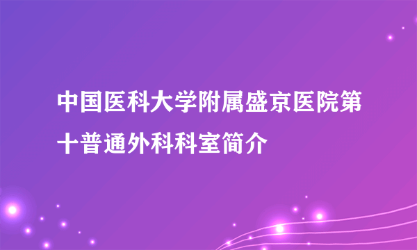 中国医科大学附属盛京医院第十普通外科科室简介