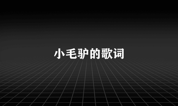 小毛驴的歌词