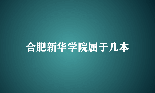 合肥新华学院属于几本