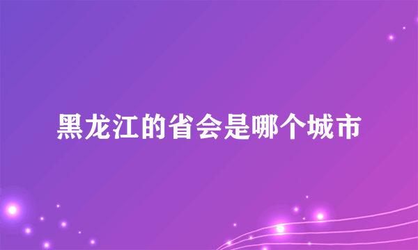 黑龙江的省会是哪个城市