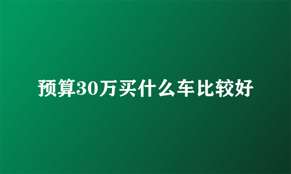 预算30万买什么车比较好