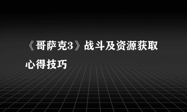 《哥萨克3》战斗及资源获取心得技巧