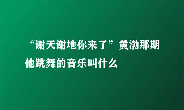 “谢天谢地你来了”黄渤那期他跳舞的音乐叫什么