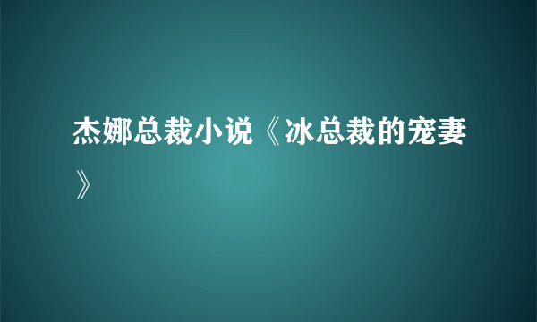 杰娜总裁小说《冰总裁的宠妻》