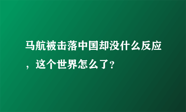 马航被击落中国却没什么反应，这个世界怎么了？