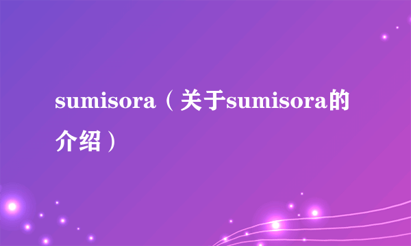 sumisora（关于sumisora的介绍）