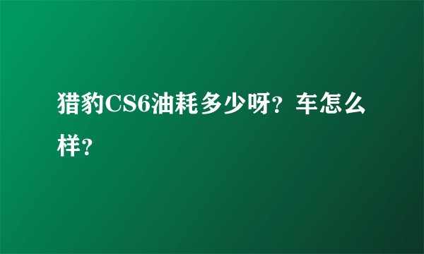 猎豹CS6油耗多少呀？车怎么样？