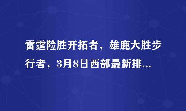 雷霆险胜开拓者，雄鹿大胜步行者，3月8日西部最新排名有何变化？