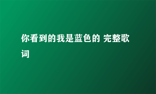 你看到的我是蓝色的 完整歌词