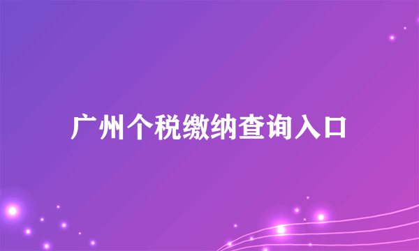 广州个税缴纳查询入口