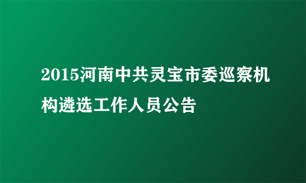 2015河南中共灵宝市委巡察机构遴选工作人员公告