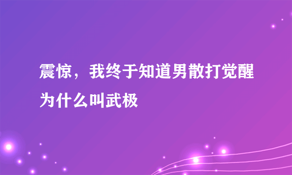 震惊，我终于知道男散打觉醒为什么叫武极