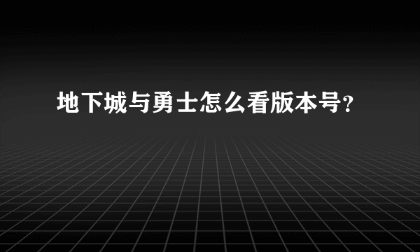 地下城与勇士怎么看版本号？