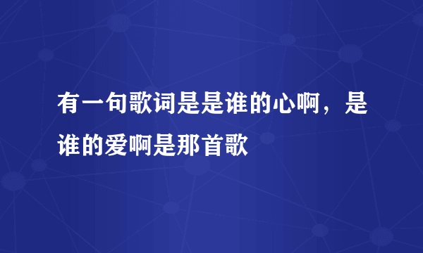 有一句歌词是是谁的心啊，是谁的爱啊是那首歌