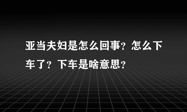 亚当夫妇是怎么回事？怎么下车了？下车是啥意思？