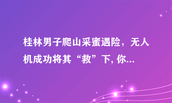 桂林男子爬山采蜜遇险，无人机成功将其“救”下, 你怎么看？