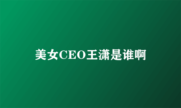 美女CEO王潇是谁啊