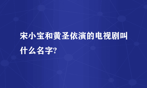 宋小宝和黄圣依演的电视剧叫什么名字?