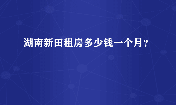 湖南新田租房多少钱一个月？