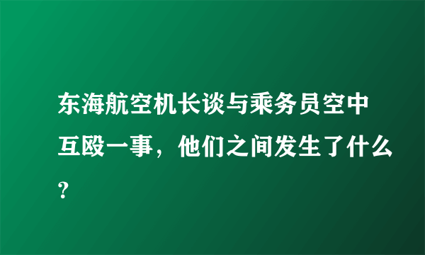 东海航空机长谈与乘务员空中互殴一事，他们之间发生了什么？