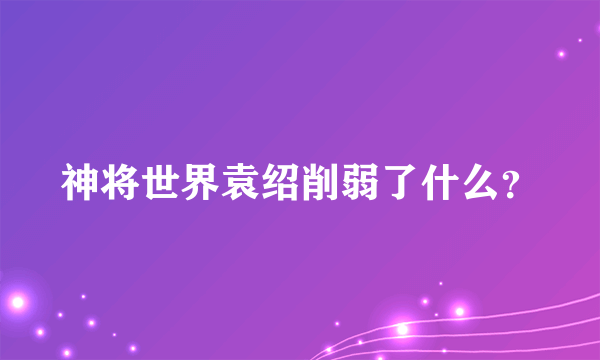 神将世界袁绍削弱了什么？